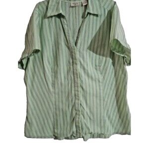 Riders by Lee Shirt Women's Size Button-Down Shirt Easy Care Short Sleeve Shirt